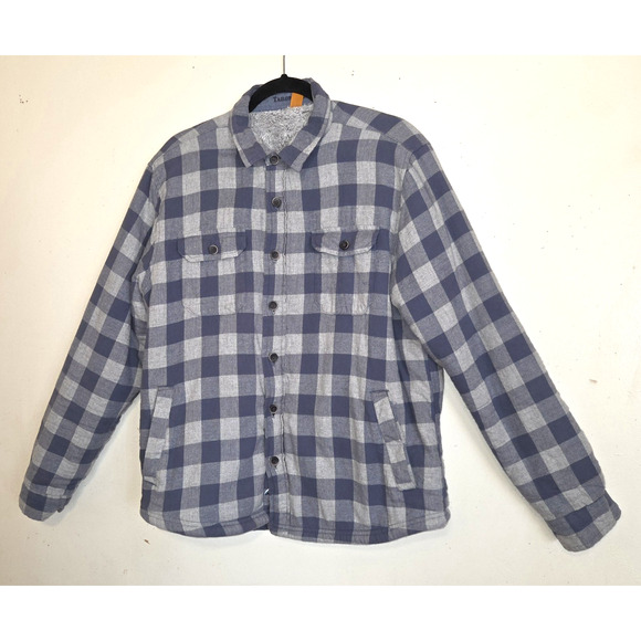 Tailor Vintage Blue Shirt Mens Sz L Shacket Sherpa Checkered Outdoor Lined - Picture 3 of 16